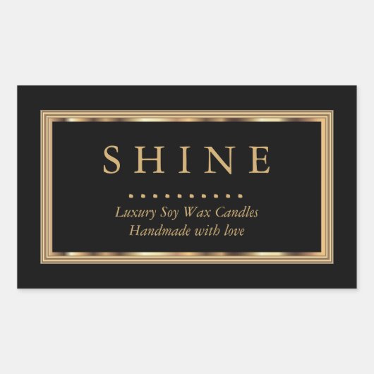 Sticker Rectangulaire Noir et or personnalisés (Devant)