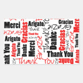 Sticker Rectangulaire Noir et rouge Merci Mot Cloud (Devant)