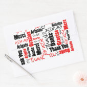 Sticker Rectangulaire Noir et rouge Merci Mot Cloud (Enveloppe)
