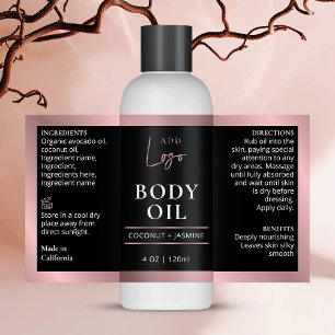 Sticker Rectangulaire Noir & Rose Gold 4 OZ envelopper la bouteille cosm