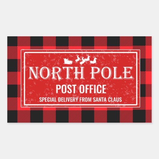 Sticker Rectangulaire Noir rouge du pôle Nord Santa Claus (Devant)