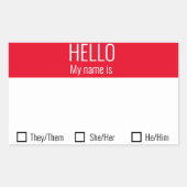 Sticker Rectangulaire Nom Balise Badge Incluant Pronoun Choice (Devant)
