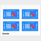 Sticker Rectangulaire Nom commercial bleu qr code Instagram (Feuille)
