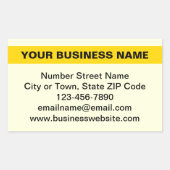 Sticker Rectangulaire Nom commercial en surbrillance sur Jaune (Devant)