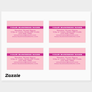Sticker Rectangulaire Nom commercial en surbrillance sur rose