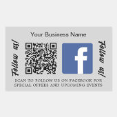 Sticker Rectangulaire Nom commercial gris qr code Facebook (Devant)