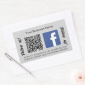 Sticker Rectangulaire Nom commercial gris qr code Facebook (Enveloppe)