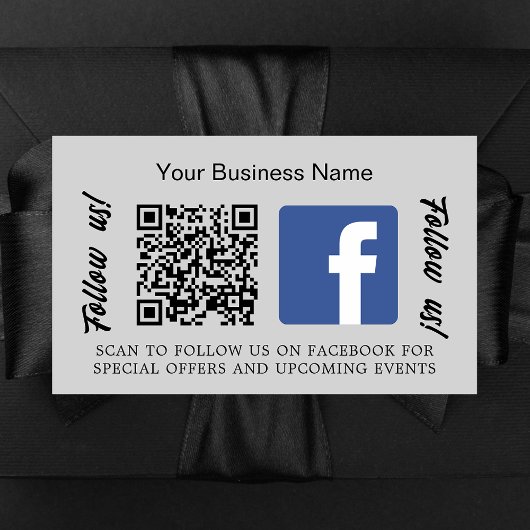 Sticker Rectangulaire Nom commercial gris qr code Facebook
