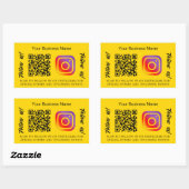 Sticker Rectangulaire Nom commercial jaune qr code Instagram (Feuille)