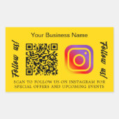 Sticker Rectangulaire Nom commercial jaune qr code Instagram (Devant)