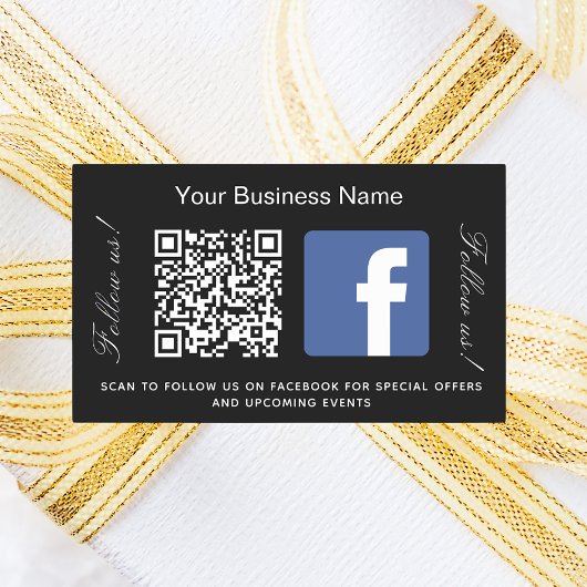 Sticker Rectangulaire Nom commercial noir blanc qr code Facebook