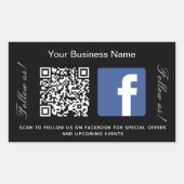 Sticker Rectangulaire Nom commercial noir blanc qr code Facebook (Devant)