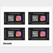 Sticker Rectangulaire Nom commercial noir qr code Instagram (Feuille)