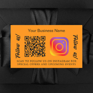 Sticker Rectangulaire Nom commercial orange qr code Instagram