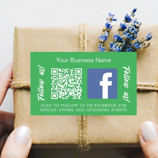 Sticker Rectangulaire Nom commercial vert qr code Facebook