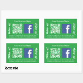 Sticker Rectangulaire Nom commercial vert qr code Facebook (Feuille)