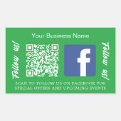 Sticker Rectangulaire Nom commercial vert qr code Facebook (Devant)