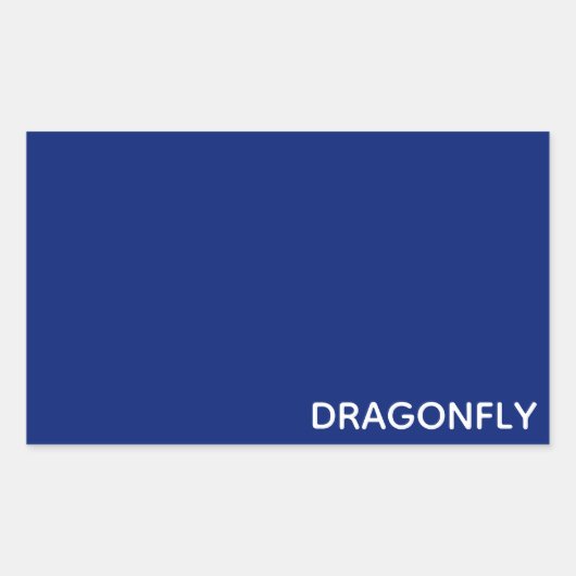 Sticker Rectangulaire Nom de la couleur bleue de la libellule (Devant)