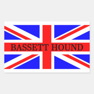 Sticker Rectangulaire nom de la hache bassett sur le drapeau