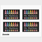 Sticker Rectangulaire Nom de l'enseignant Crayon personnalisé Cute Back (Feuille)