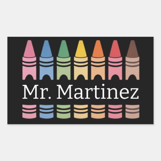 Sticker Rectangulaire Nom de l'enseignant Crayon personnalisé Cute Back (Devant)