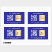 Sticker Rectangulaire Nom de l'entreprise logo qr code bleu foncé (Feuille)
