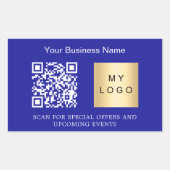 Sticker Rectangulaire Nom de l'entreprise logo qr code bleu foncé (Devant)