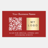 Sticker Rectangulaire Nom de l'entreprise logo qr code rouge (Devant)