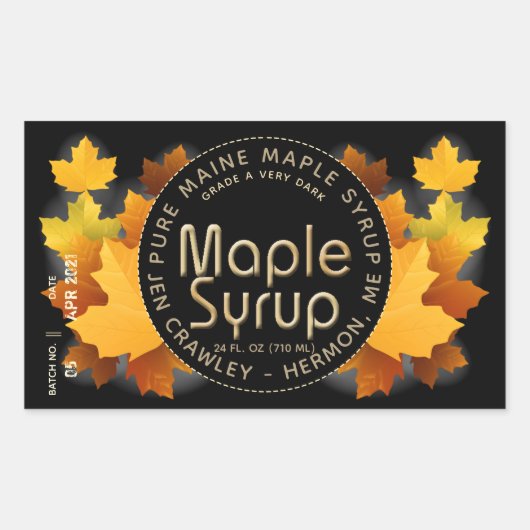 Sticker Rectangulaire Nom de l'État et fabricant de sucre (lot et date)  (Devant)