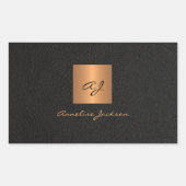 Sticker Rectangulaire Nom de script monogramme personnalisé en or noir (Devant)