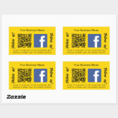 Sticker Rectangulaire Nom d'entreprise jaune code qr Facebook (Feuille)