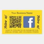 Sticker Rectangulaire Nom d'entreprise jaune code qr Facebook (Devant)