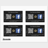 Sticker Rectangulaire Nom d'entreprise noir couronne or code qr Facebook (Feuille)