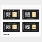 Sticker Rectangulaire Nom d'entreprise noir logo or code qr (Feuille)