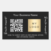 Sticker Rectangulaire Nom d'entreprise noir logo or code qr (Devant)