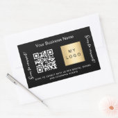Sticker Rectangulaire Nom d'entreprise noir logo or code qr (Enveloppe)