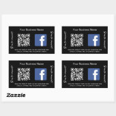 Sticker Rectangulaire Nom d'entreprise noir qr code Facebook (Feuille)