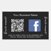 Sticker Rectangulaire Nom d'entreprise noir qr code Facebook (Devant)
