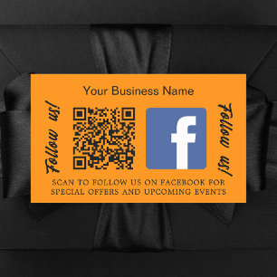 Sticker Rectangulaire Nom d'entreprise orange qr code Facebook