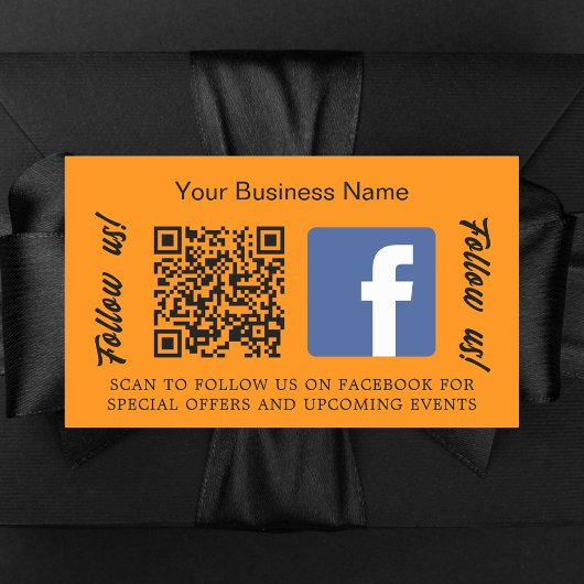 Sticker Rectangulaire Nom d'entreprise orange qr code Facebook