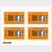 Sticker Rectangulaire Nom d'entreprise orange qr code Facebook (Feuille)