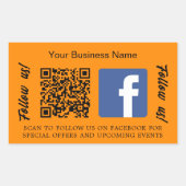 Sticker Rectangulaire Nom d'entreprise orange qr code Facebook (Devant)