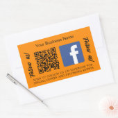 Sticker Rectangulaire Nom d'entreprise orange qr code Facebook (Enveloppe)