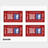 Sticker Rectangulaire Nom d'entreprise rouge blanc code qr Facebook (Feuille)