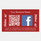 Sticker Rectangulaire Nom d'entreprise rouge blanc code qr Facebook (Devant)