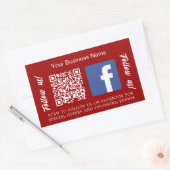 Sticker Rectangulaire Nom d'entreprise rouge blanc code qr Facebook (Enveloppe)