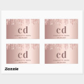 Sticker Rectangulaire Nom des gouttes d'or rose (Feuille)