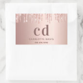 Sticker Rectangulaire Nom des gouttes d'or rose (Sac)