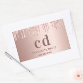 Sticker Rectangulaire Nom des gouttes d'or rose (Enveloppe)