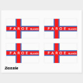 Sticker Rectangulaire nom du drapeau du pays des îles faroe (Feuille)